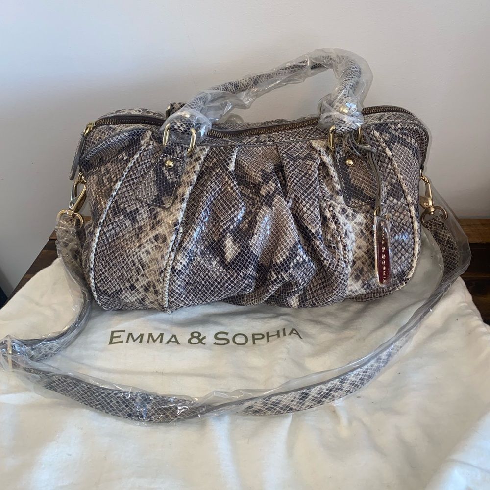 Emma & Sophia Python Snake Skin Crossbody Shoulder Purse Bag NEW